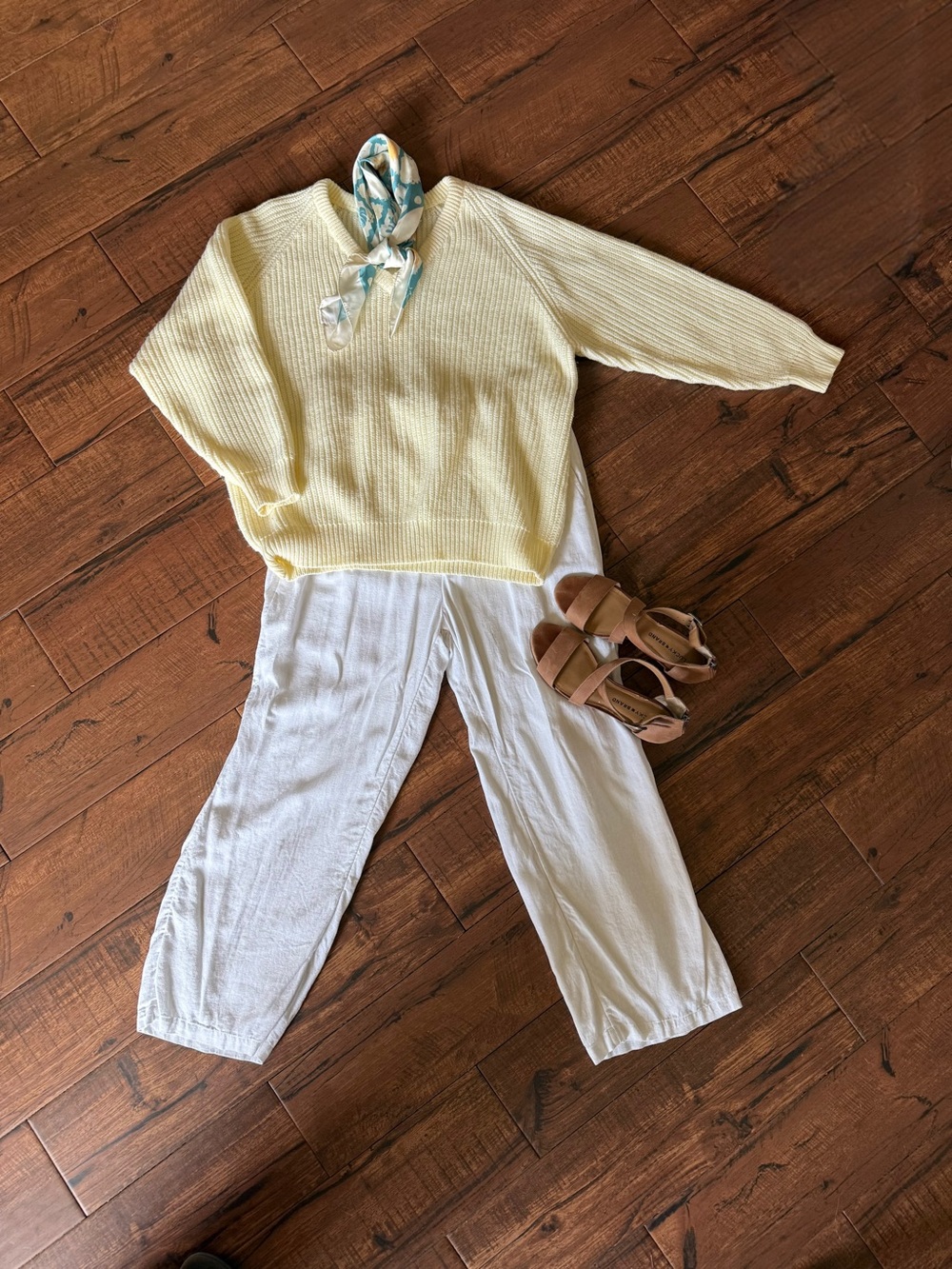 Vintage Chunky Knit V Neck Sweater Butter Yellow Oversized Coastal Grandma